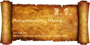 Matyasovszky Vince névjegykártya